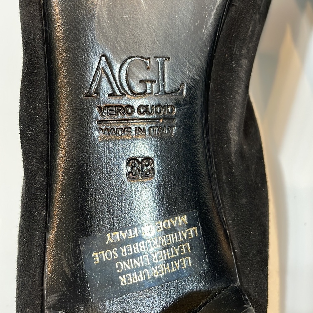 AGL Attilio Giusti Leombruni Shoes 38 Made In Italy Black Leather Dress Pump - Picture 7 of 13